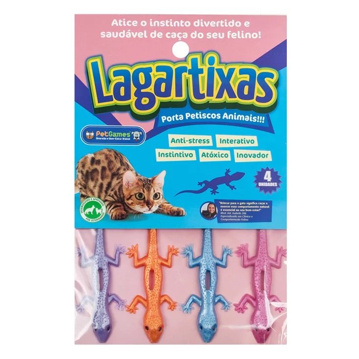 BRINQUEDO LAGARTIXA C/4 UN PET GAMES - Petnautas