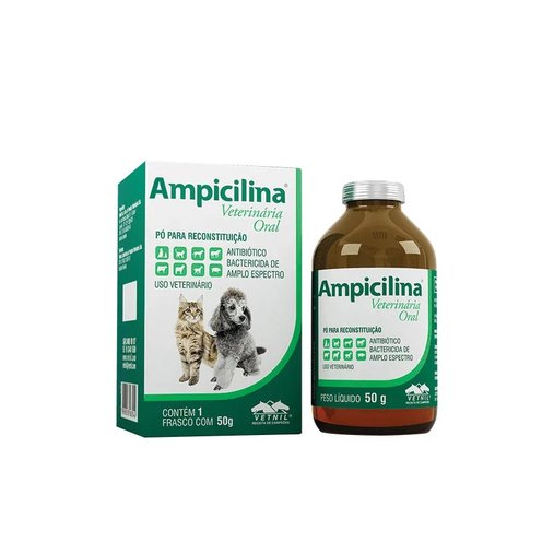 Antibiótico Vetnil Ampicilina Oral para Cães e Gatos 50g