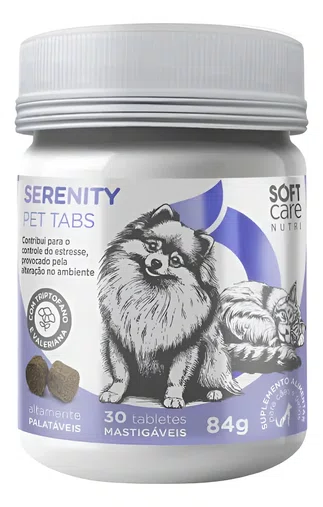 Anti Estresse Soft Care Nutri Serenity Pet para Cães e Gatos 30 Comprimidos