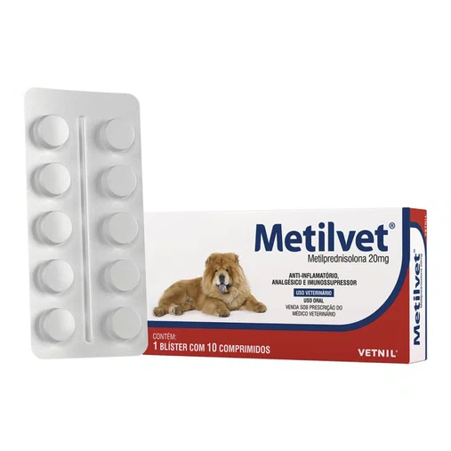 Anti-Inflamatório Vetnil Metilvet para Cães 10 Comprimidos 20mg