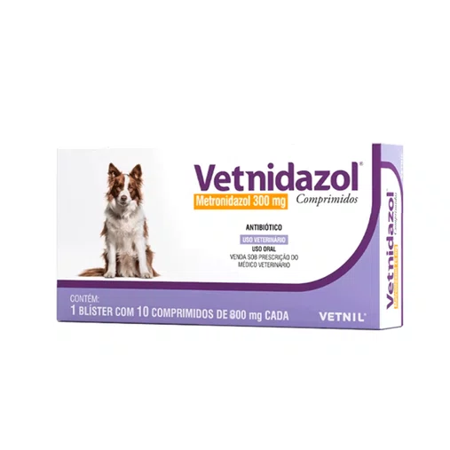 Antimicrobiano Vetnidazol para Cães e Gatos 300mg Caixa com 10un
