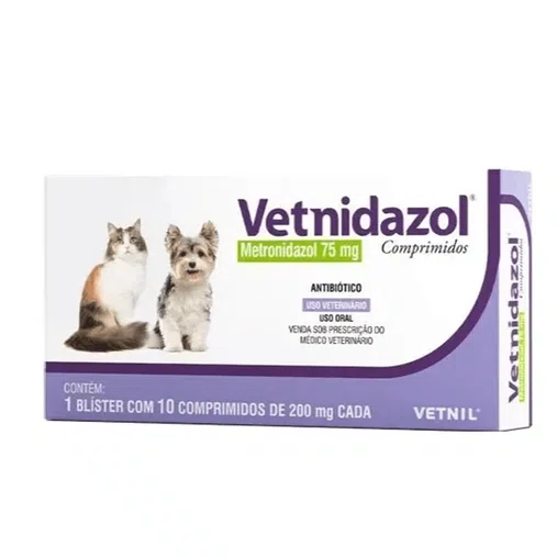 Antimicrobiano Vetnidazol para Cães e Gatos 75mg Caixa com 10un