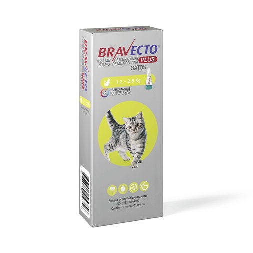 Anti Pulgas MSD Bravecto Plus para Gatos de 1,2 a 2,8kg