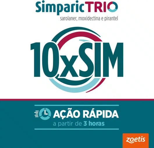 Antipulgas, Carrapaticida e Vermífugo Simparic Trio para Cães de 20,1 a 40kg 1un