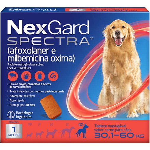Antipulgas e Vermífugo Nexgard Spectra GG para Cães de 30,1 a 60Kg