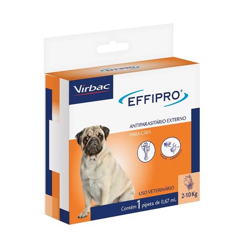 Antipulgas e Carrapatos Virbac Effipro 0,67ml para Cães de 2 a 10kg