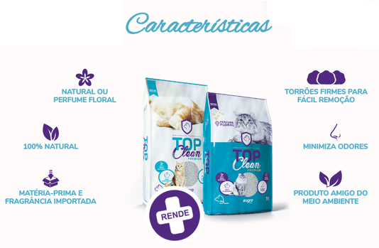 Areia Higiênica Bentonita Top Clean Premium Floral 12Kg