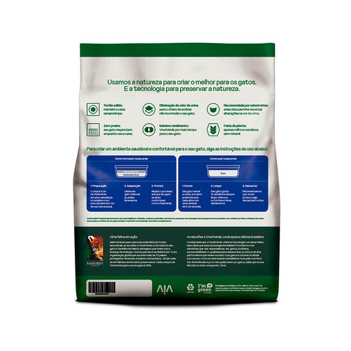 Areia Higiênica Biodegradável Viva Verde Grãos Finos 4Kg