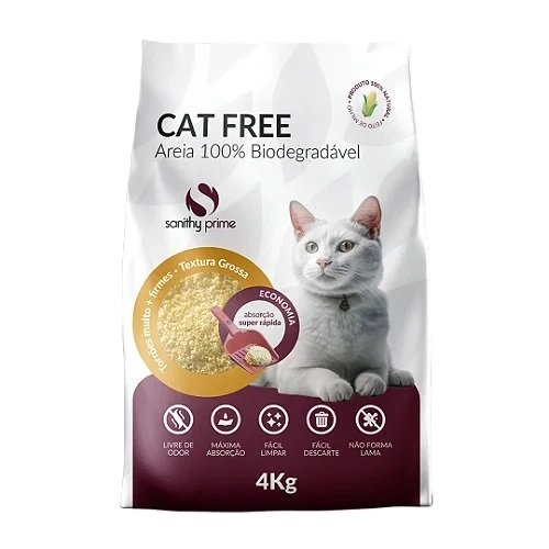 AREIA HIGIENICA CAT FREE GRAOS GROSSOS 4KG