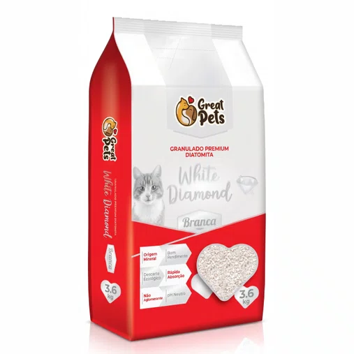 Areia Higiênica Great Pets Diatomita para Gatos 3,6Kg