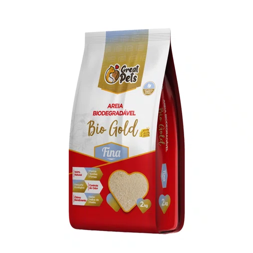 Areia Higiênica Great Pets Biodegradável Gold Fina para Gatos 2Kg