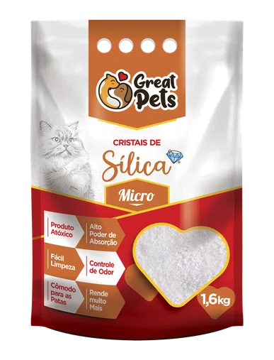 Areia Higiênica Great Pets Cristais de Sílica Fina para Gatos 1,6Kg