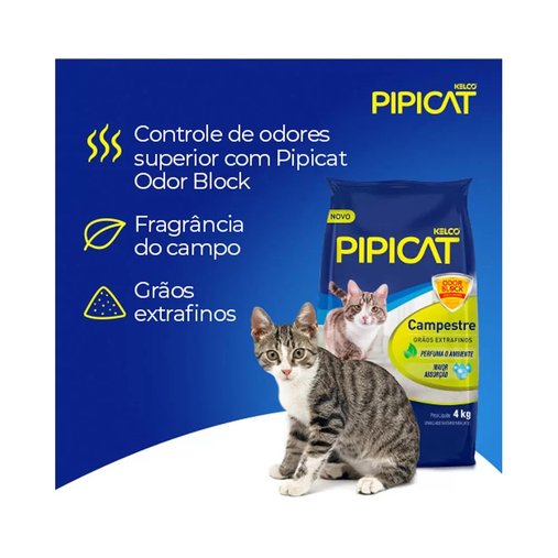 Areia Higiênica Pipicat Campestre para Gatos 4Kg