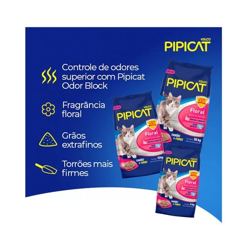 Areia Higiênica Pipicat Floral para Gatos 4Kg