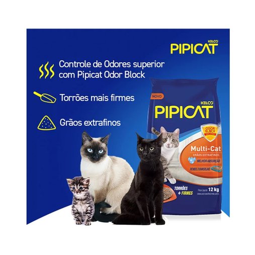 Areia Sanitária Pipicat Multicat para Gatos 12kg
