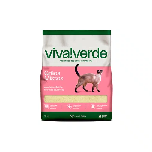 AREIA SANITARIA VIVA VERDE GRAOS MISTOS 10KG