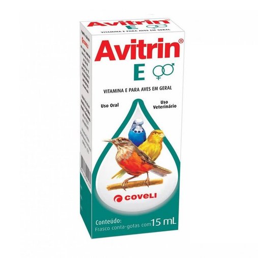 Vitamina Estimulante Coveli Avitrin E para Pássaros 15ml