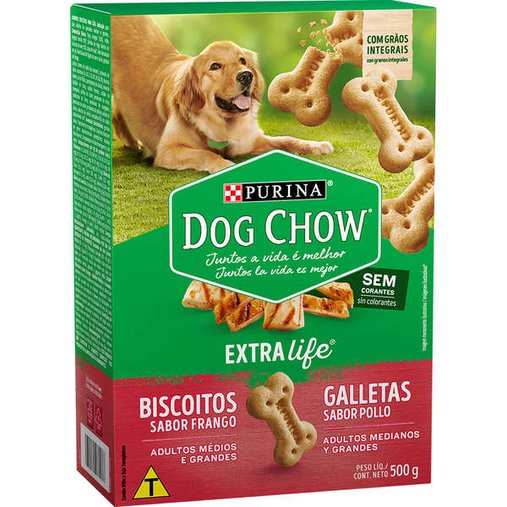 Biscoito Dog Chow Carinhos Integral para Cães Adultos Raças Médias e Grandes sabor Frango 500g
