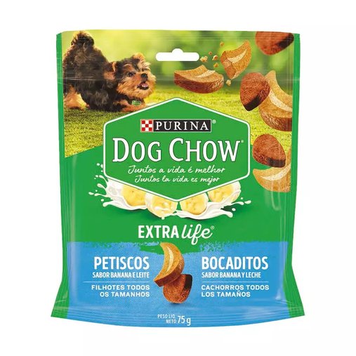 Biscoito Dog Chow Carinhos para Cães Filhotes Sabor Banana e Leite 75g