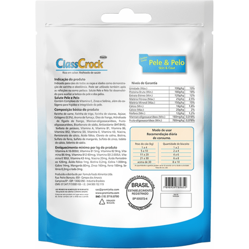 Biscoito Premiatta ClassCrock Snacks Pele & Pelo para Cães 250g