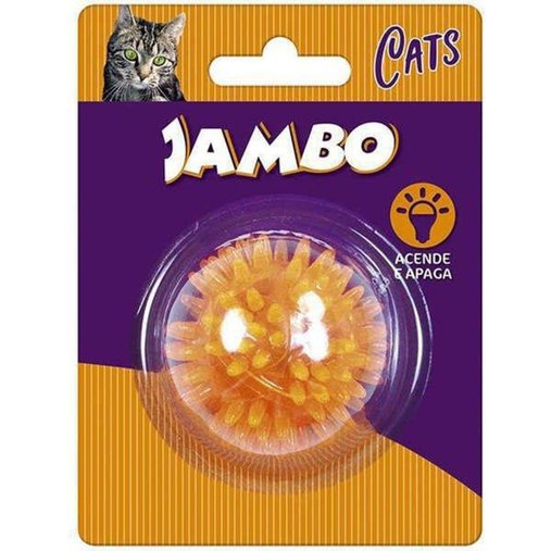 BRINQUEDO BOLA LUZ ESPINHO MINI CAT LARANJA JAMBO PET