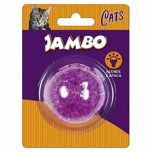 Brinquedo Jambo Pet Bola Espinho Acende e Apaga Roxa Mini para Gatos