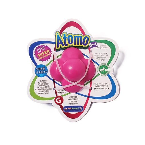 Brinquedo Bola Maciça Átomo 6 em 1 Pink G para Cães