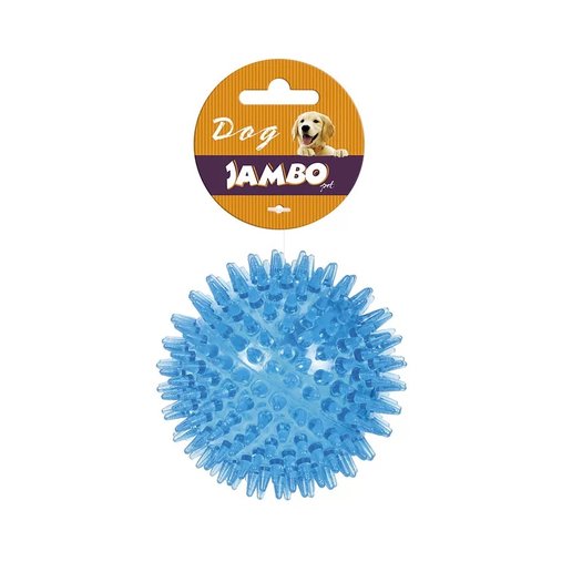 BRINQUEDO BOLA TPR G AZUL ESPINHO SOM JAMBO PET