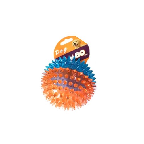 BRINQUEDO BOLA TPR M ESPINHO DUAL AZUL E LARANJA JAMBO PET