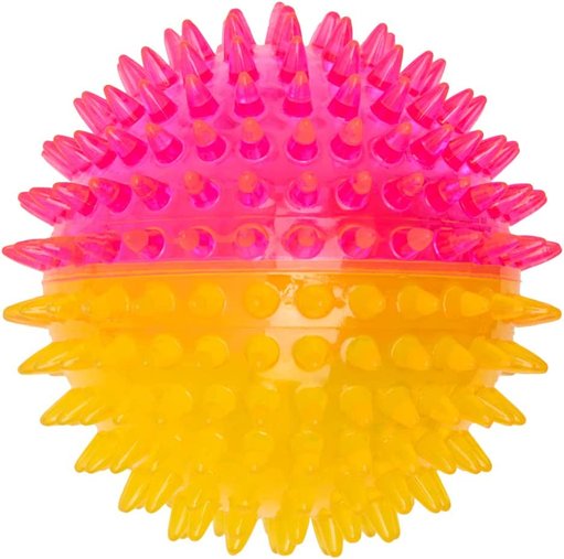 BRINQUEDO BOLA TPR M ESPINHO DUAL ROSA E AMARELO JAMBO PET