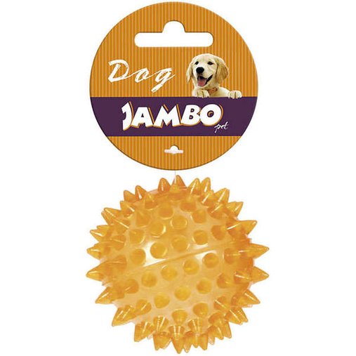 Brinquedo Jambo Pet Bola Espinho com Som TPR P Laranja para Cães