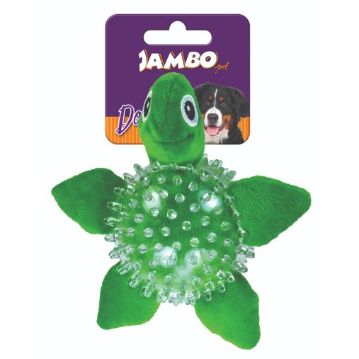 Brinquedo Jambo Pet Mordedor Pelúcia Spiky Ball Tartaruga para Cães