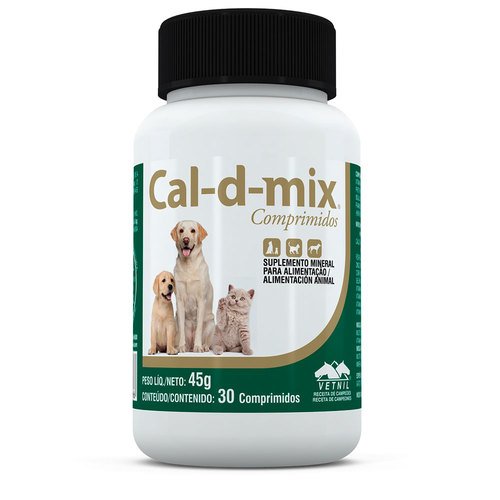Suplemento Vetnil Cal-D-Mix para Cães e Gatos 30 comprimidos 45g