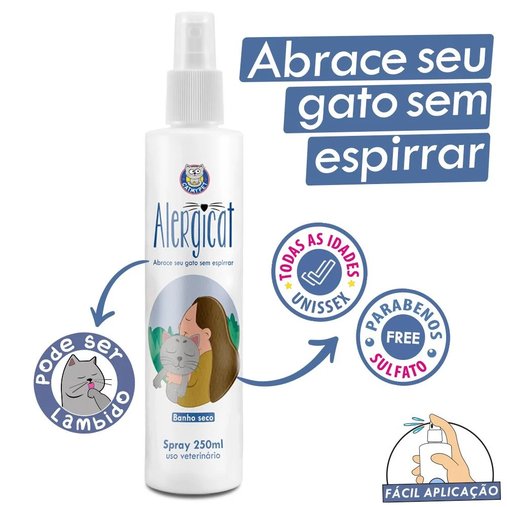 Banho a Seco CatMyPet Solução Antialérgica Spray Alergicat para Gatos 250ml