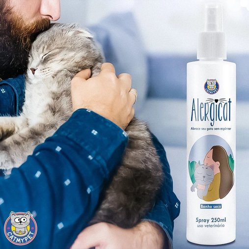 Banho a Seco CatMyPet Solução Antialérgica Spray Alergicat para Gatos 250ml