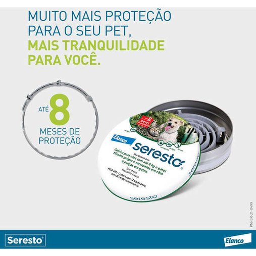 Coleira Antipulgas e Carrapatos Seresto para Cães e Gatos até 8Kg