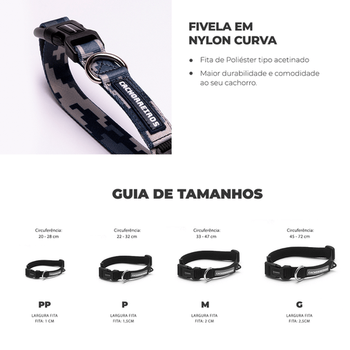 Coleira Cachorreiros Camuflada Cinza para Cães G