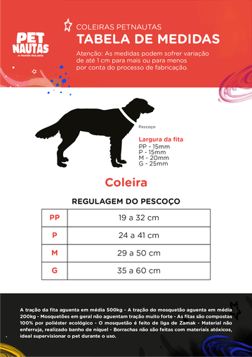 Coleira Regulável para Cães P Foguete Preto Petnautas