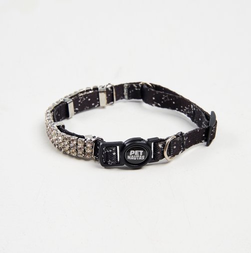 Coleira Strass para Gatos Foguete Preto Petnautas