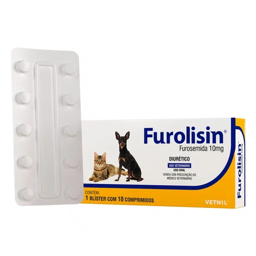 Diurético Vetnil Furolisin para Cães e Gatos 10mg com 10 Comprimidos