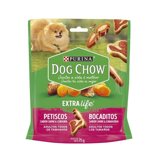 Biscoito Dog Chow Extra Life para Cães Adultos Sabor Carne e Cenoura 75g
