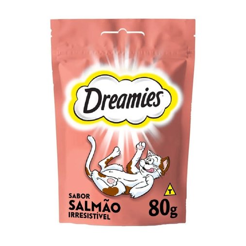 Petiscos Dreamies Biscoito para Gatos Adultos sabor Salmão 80g
