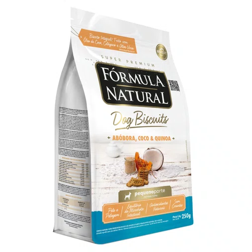 Biscoito Fórmula Natural para Cães Raças Pequenas Sabor Abóbora, Coco e Quinoa 250g