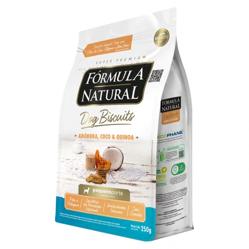 Biscoito Fórmula Natural para Cães Raças Pequenas Sabor Abóbora, Coco e Quinoa 250g