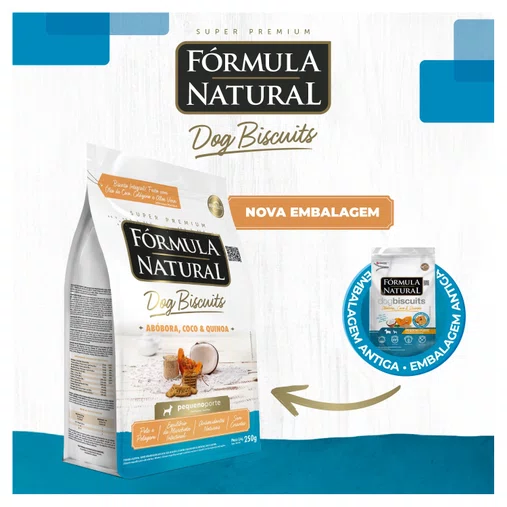 Biscoito Fórmula Natural para Cães Raças Pequenas Sabor Abóbora, Coco e Quinoa 250g