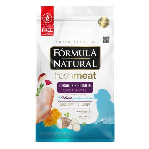 Ração Fórmula Natural Freshmeat para Cães Filhotes Raças Grandes e Gigantes Sabor Frango e Mandioca 12Kg
