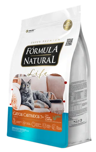 Ração Fórmula Natural Life para Gatos Castrados 7+ Sabor Frango e Salmão 1Kg