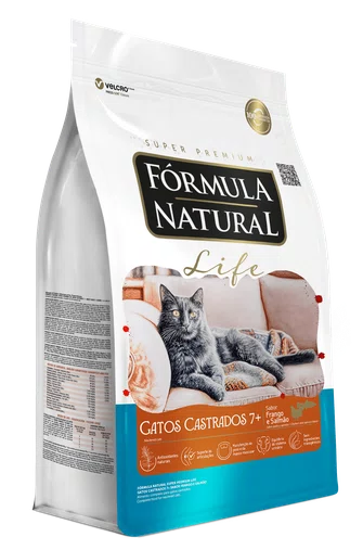 Ração Fórmula Natural Life para Gatos Castrados 7+ Sabor Frango e Salmão 1Kg