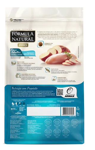 Ração Fórmula Natural Pro para Cães Adultos Raças Médias e Grades Sabor Frango e Batata-Doce 15Kg