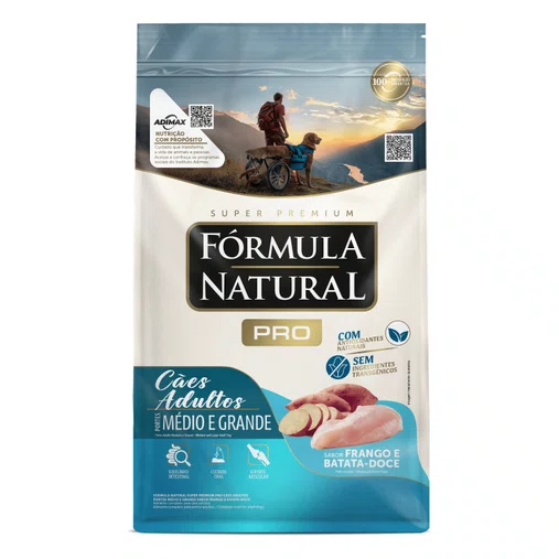 Ração Fórmula Natural Pro para Cães Adultos Raças Médias e Grades Sabor Frango e Batata-Doce 20Kg